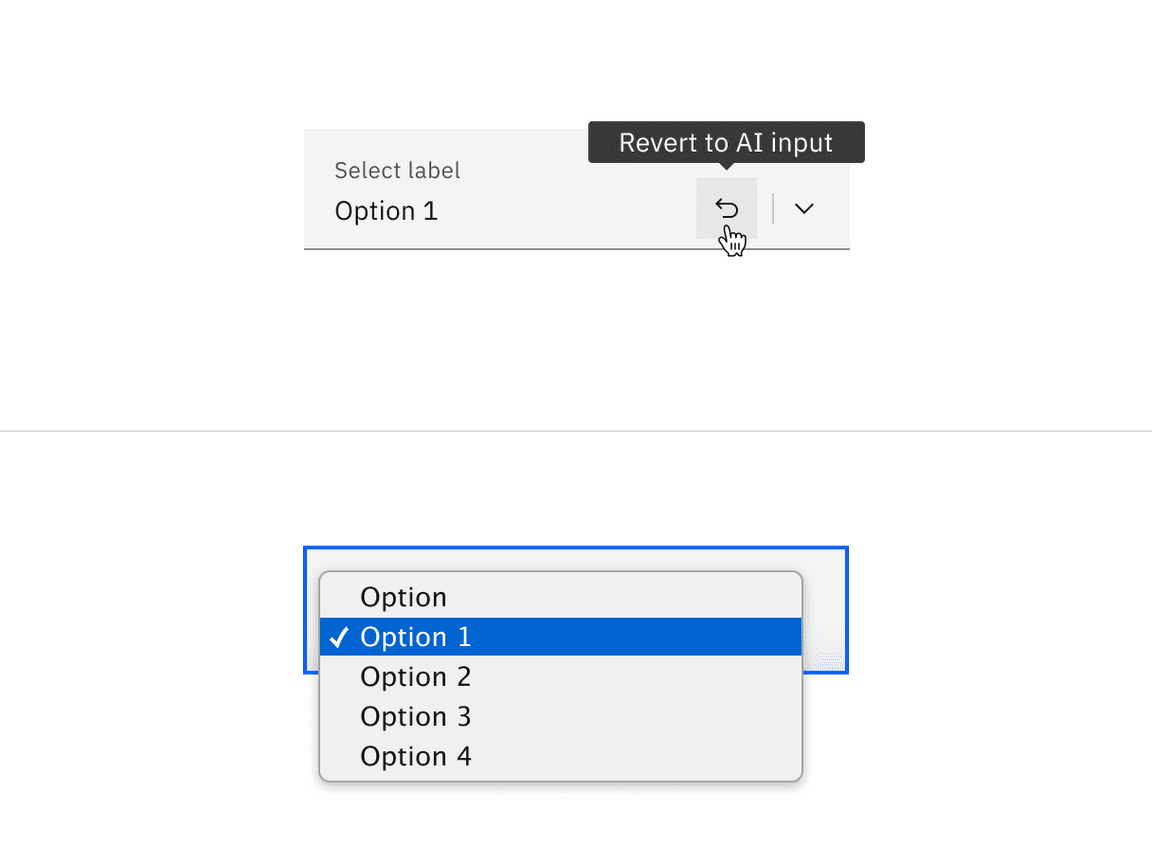 Fluid select with AI revert